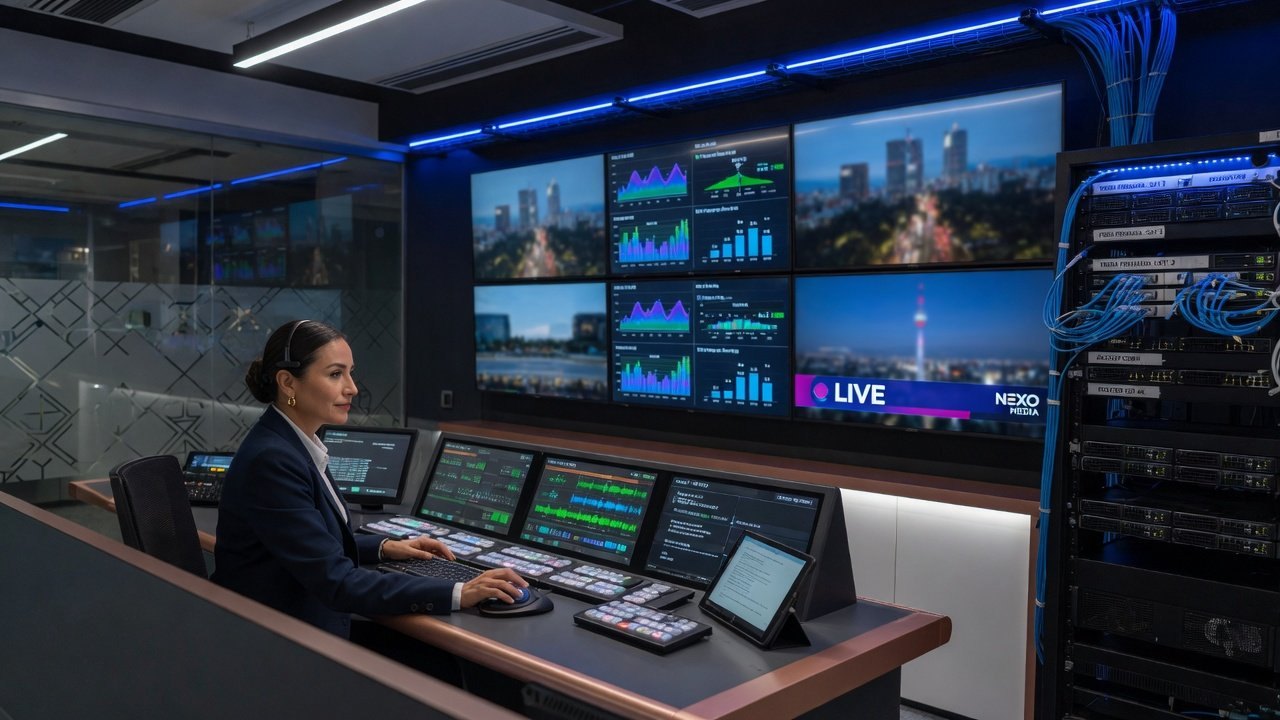 Sala de control y producción con enlace dedicado en operación